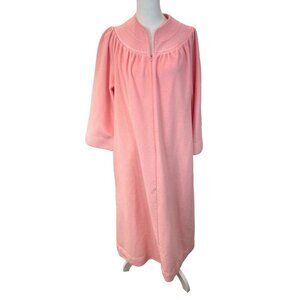 Vintage Evelyn Pearson Pink Lush Full Zip Warm Robe Housecoat